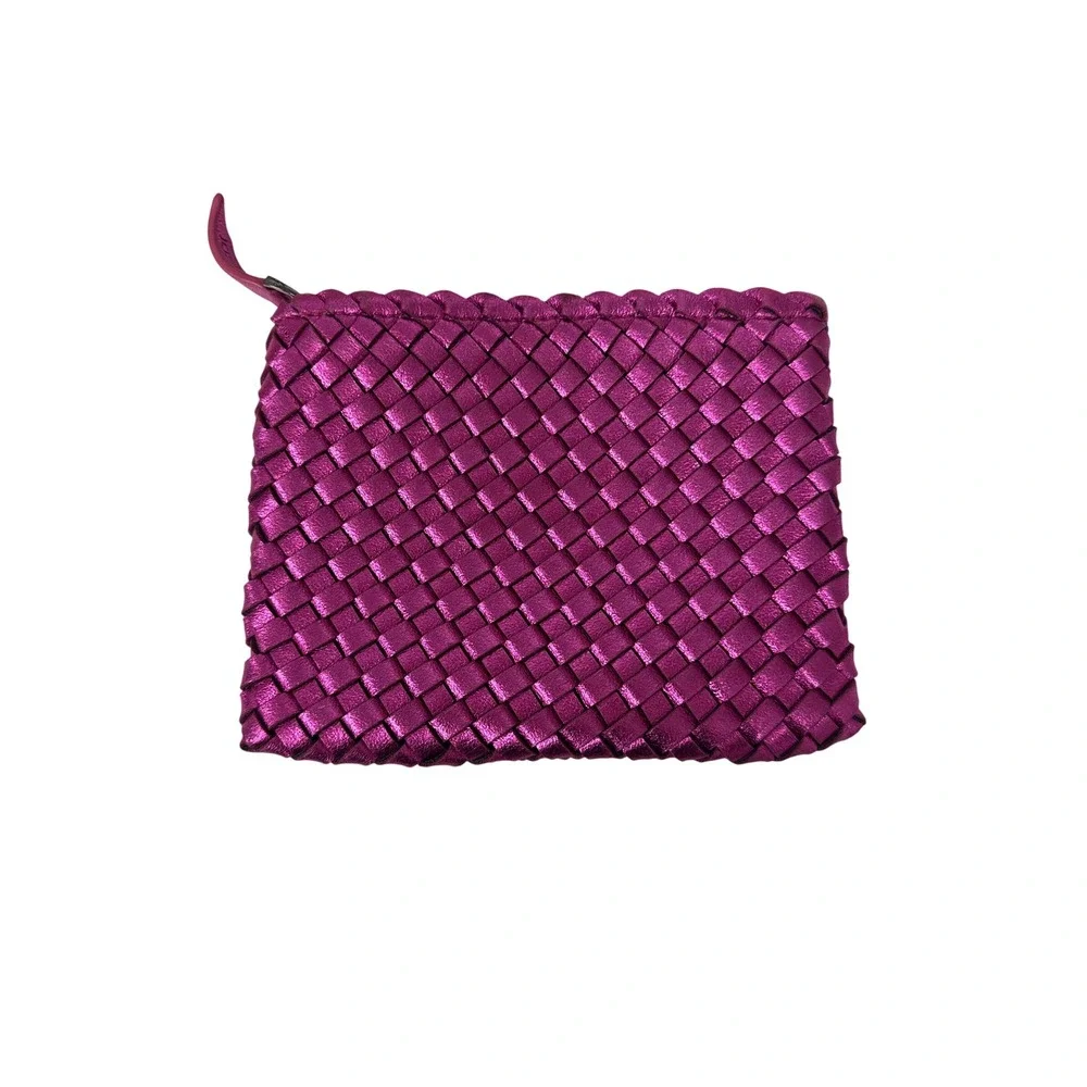 Naghedi St. Barths Mini Tote Womens Metallic Pink Woven Neoprene Crossbody EUC